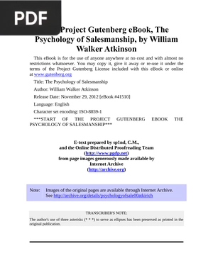 The Psychology of Salesmanship
