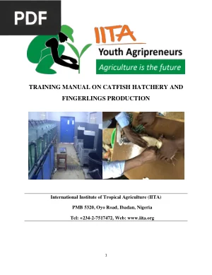 Training Manual on Catfish Hatchery and Fingerlings Production