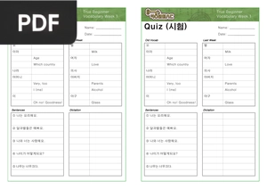 True Beginner Vocabulary