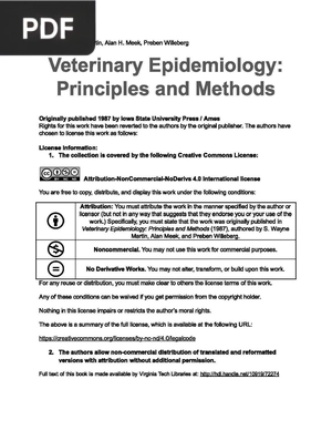 Veterinary Epidemiology: Principles and Methods