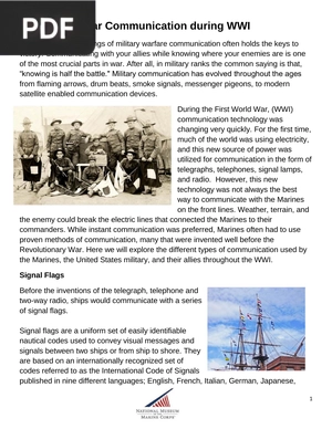 War Communication during WWI