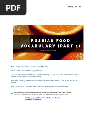 Welcome to Russian Food Vocabulary