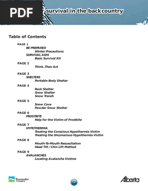 Winter survival in the backcountry inter survival in the backcountry